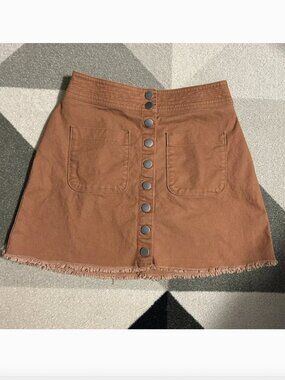 Madewell Snap Front A-Line Raw Hem Mini Skirt Women's Size 00‎